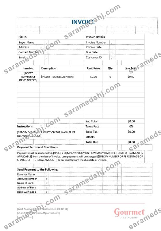 Restaurant Blank Invoice Template